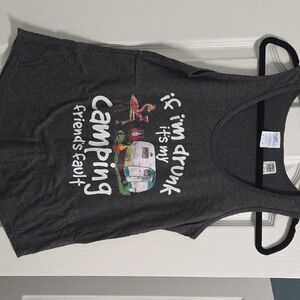 Gray Camping Graphic Tank Top